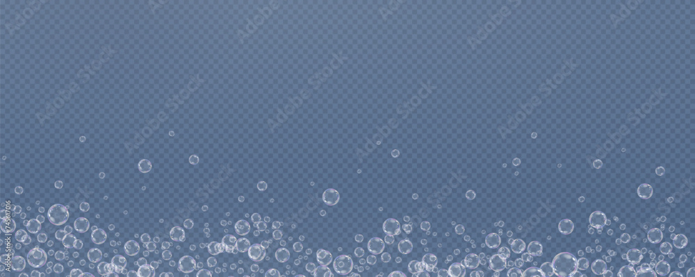 Realistic soap vector bubbles png isolated on transparent background. The effect of falling and flying bubbles. Glass bubble effect.	
 - obrazy, fototapety, plakaty 