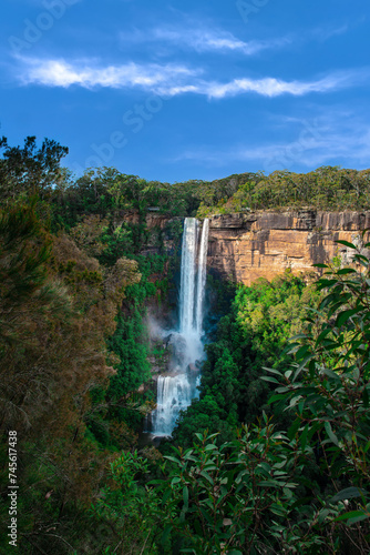 Beautiful flowing River in Fitzroy water Falls in Bowral NSW Australia beautiful colourful cloudy skies lovely waterfalls