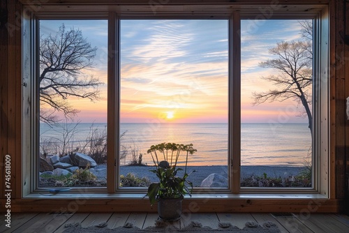 window in the sunset
