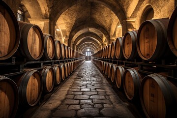 Papier peint photo  barrels of whiskey in a cellar  © Belish