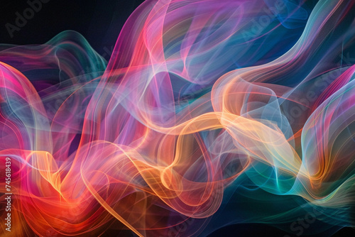 Abstract multicolored smoke on a black background. Design element.
