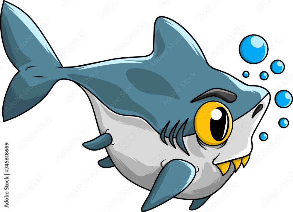 Vector of cute baby shark and water bubbles Vector of cute baby shark and water bubbles