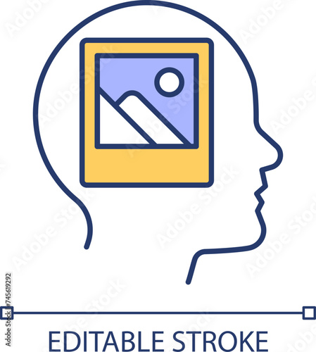 Eidetic memory RGB color icon. Photographic visual learn. Cognitive development, intelligence. Memorise function. Isolated vector illustration. Simple filled line drawing. Editable stroke