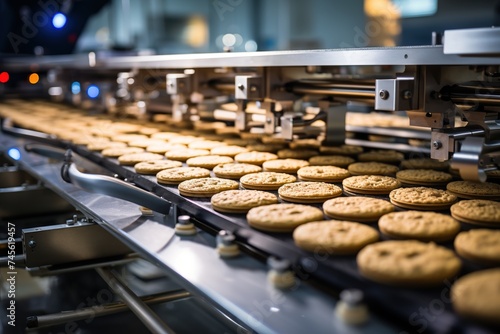 Food production process in a plant. Manufacturing cookies