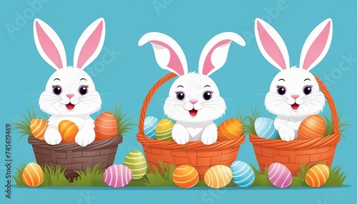 Easter Card with Funny Bunnies: A Vector Illustration