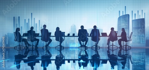 businessman, group, meeting, background, office, team, teamwork, work, communication, discussion. several people at a table are gathered around a conference table with building and generation by AI.