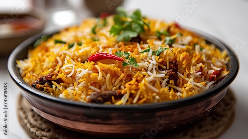 Bombay Biryani on Isolated White Background 8K