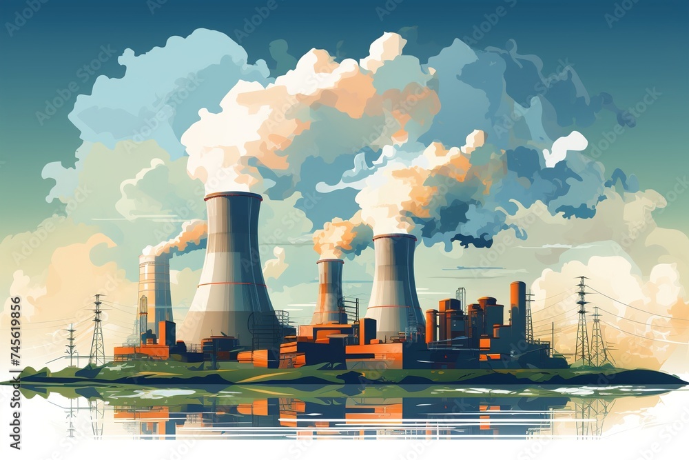 A nuclear power plant (NPP) illustration A nuclear power plant (NPP) illustration