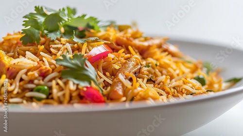 Bombay Biryani on Isolated White Background 8K