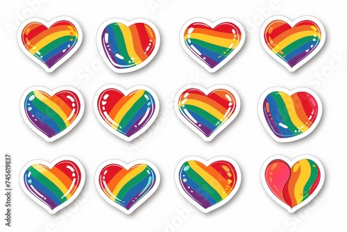 LGBTQ Sticker love gathering design. Rainbow laugh sticker motive forward thinking diversity Flag illustration. Colored lgbt parade demonstration gradient texture. Gender speech and rights variety photo