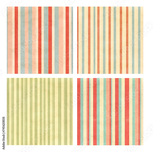 Set of pattern with paper texture and vintage striped pattern in shabby chic style. Retro background collection. Can be used for pattern fills, web page backdrop