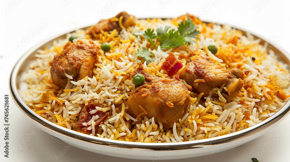 Chicken Biryani Isolated on White Background Chicken Biryani Isolated on White Background