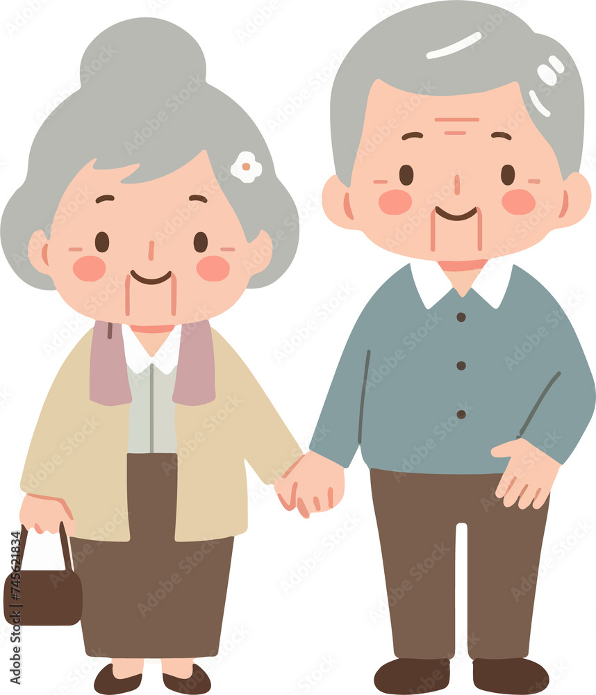 Illustration of an elderly couple created by artificial intelligence. Illustration of an elderly couple created by artificial intelligence.