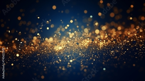 Abstract colored  particle bokeh background with lights and blur on dark background