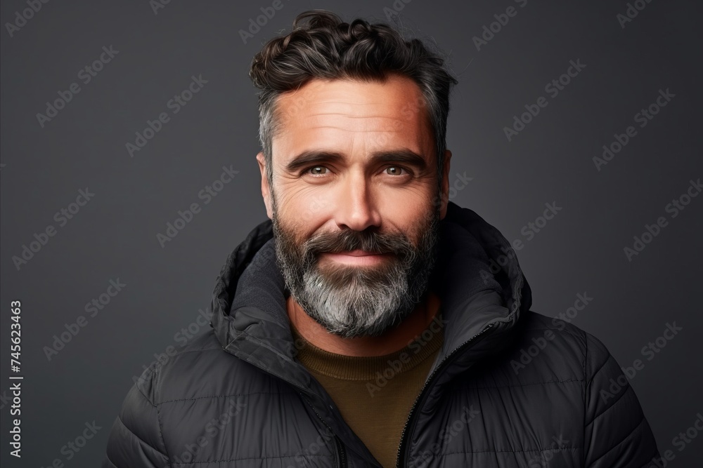 Portrait of a stylish bearded man in a warm jacket. Men's beauty, fashion. Portrait of a stylish bearded man in a warm jacket. Men's beauty, fashion.
