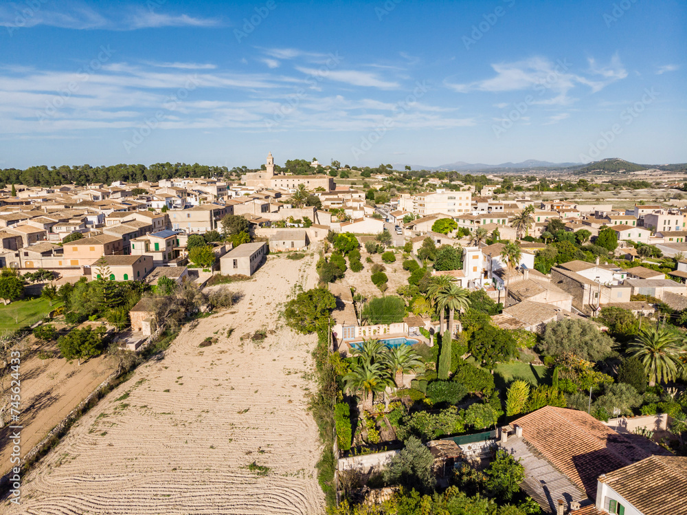 Lloret de Vistalegre, aerial view of the town, Mallorca, Balearic Islands, Spain