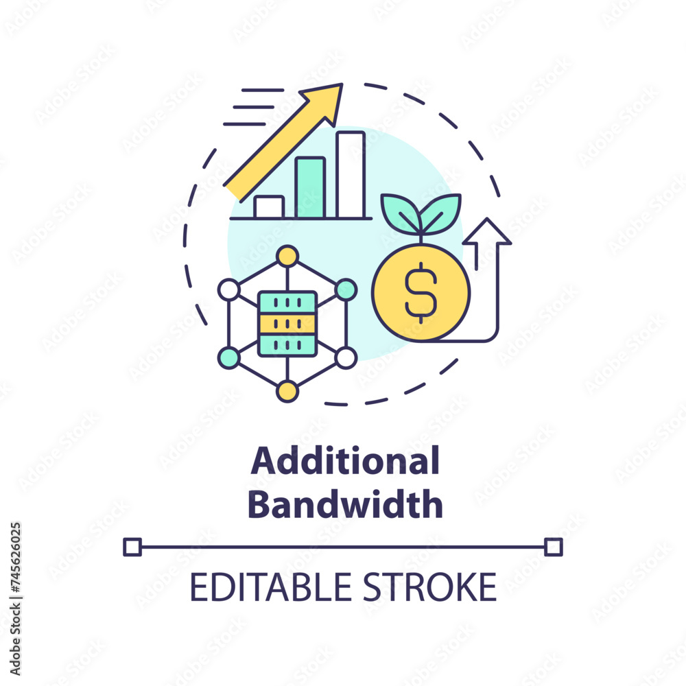 Internet bandwidth multi color concept icon. System administration, process improvement. Performance monitoring. Round shape line illustration. Abstract idea. Graphic design. Easy to use