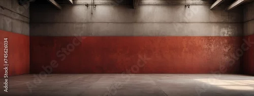 Panel kuchenny z motywem Amazing panoramic view of red concrete wall texture rough cement retro background vintage from Generative AI