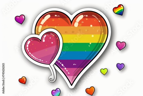 LGBTQ Sticker love union design. Rainbow beguiling motive enthralling sticker diversity Flag illustration. Colored lgbt parade demonstration neurodiversity. Gender speech and rights black educators