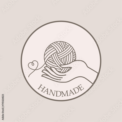 Logo design knitting vector template. Illustration design of logotype woman hobby flat symbol. Tangle and  hand  web icon