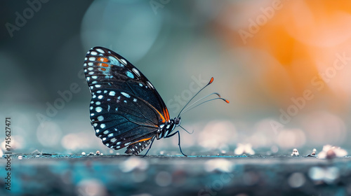 fineart of minimalistic macro of a butterfly with background