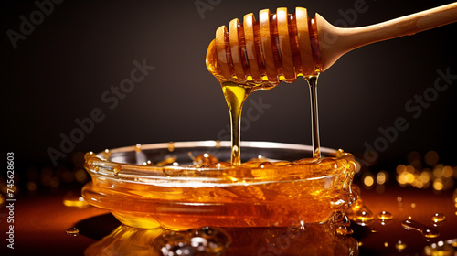 a honey dripping from a dipper