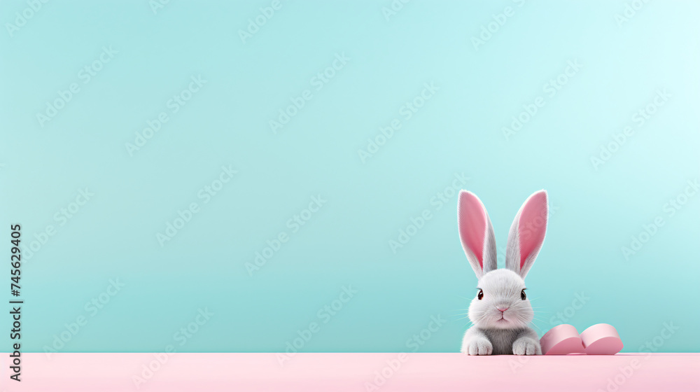 Obraz premium a rabbit with ears on a pink surface