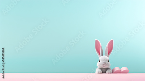 a rabbit with ears on a pink surface