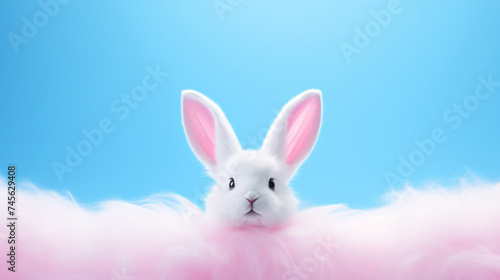 a white rabbit with pink ears © TONSTOCK