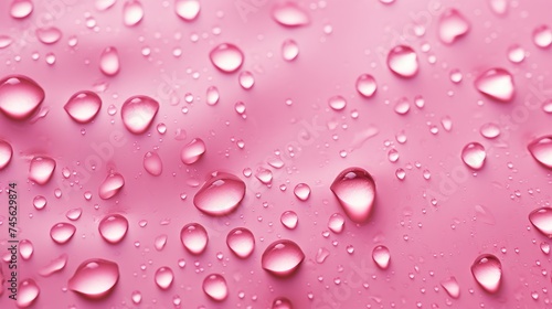 Atmospheric background with water droplets. Monochrome. The texture of water on a pink background.