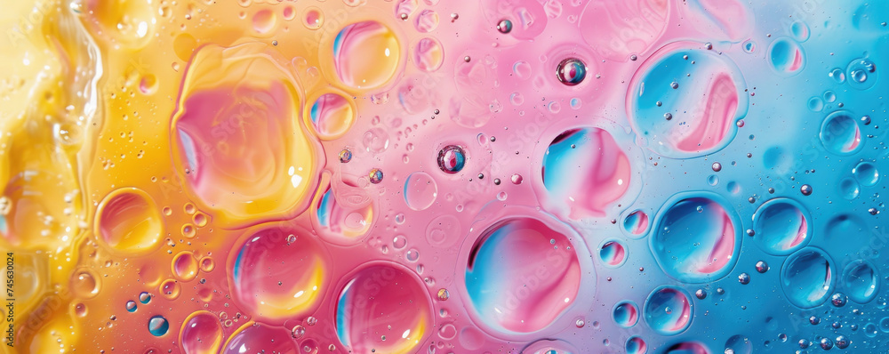 Colorful oil bubble background. Closeup view. - obrazy, fototapety, plakaty 