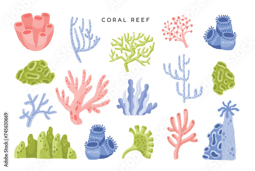 This is Under The Sea clipart set contains coral reef high-quality (300dpi), gouache style png. Suitable for art print, t-shirts, packaging, phone cases, brand kit, etc