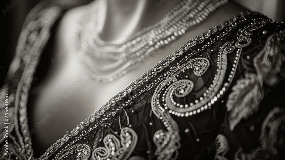 Obraz premium A bridal wedding dress made of silk lace.