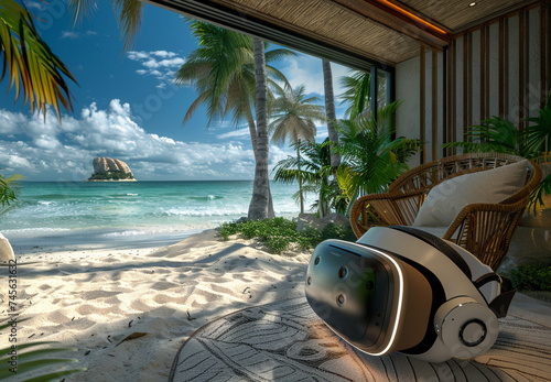 Virtual reality vacation platforms providing immersive travel experiences from the living room photo