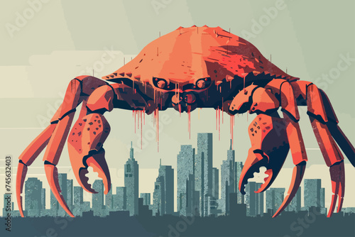 Giant Monster Crab Attacking City
