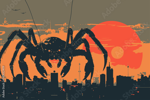 Giant Monster Crab Attacking City