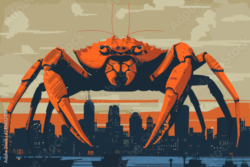 Giant Monster Crab Attacking City