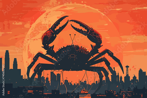 Giant Monster Crab Attacking City