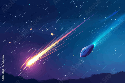 Comet Meteor Flat Design