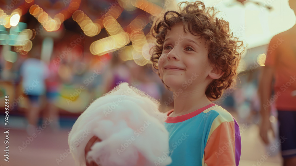 Cheerful boy in an amusement park Cheerful boy in an amusement park