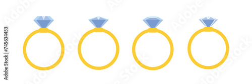 Diamond ring. Engagement ring. Vector