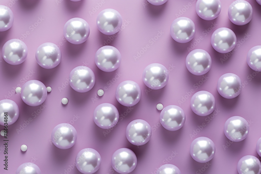 a group of white pearls on a purple surface