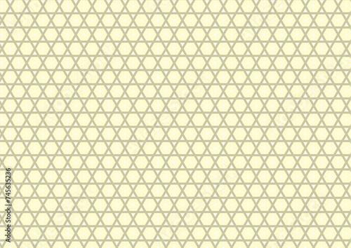 日本の伝統紋様 籠目のシームレスパターン 黄