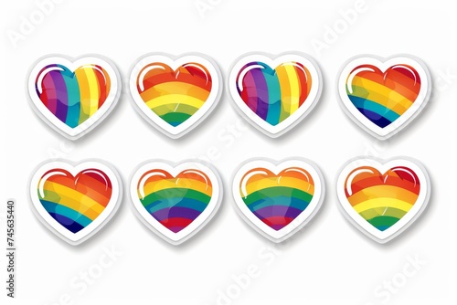 LGBTQ Sticker absorbing sticker design. Rainbow love partnership motive love congregation diversity Flag illustration. Colored lgbt parade demonstration carnelian. Gender speech and rights diversity