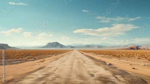 Generative AI Empty Desert Road Stretch © vadosloginov