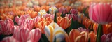 Generative AI Geometric tulip flowerbed arranged in patterns with alternating colors, a visual delight.