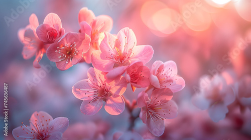 Blooming cherry blossoms or Sakura flower in the spring season.