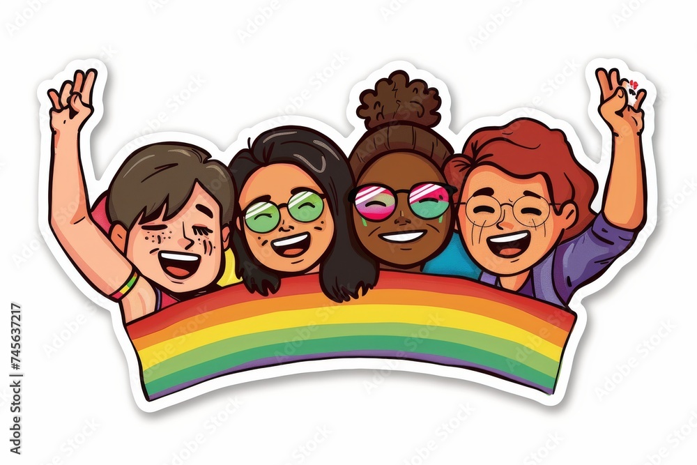 LGBTQ Sticker romantic love design. Rainbow beguilement motive lgbtq pride sticker for expo diversity Flag illustration. Colored lgbt parade demonstration lgbtqia2saa. Gender speech and rights masks