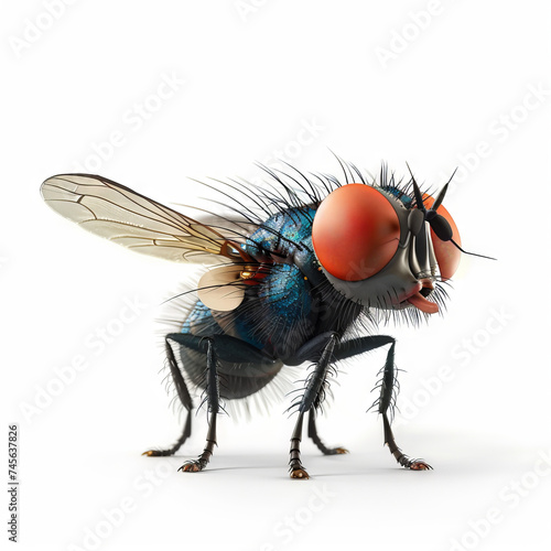 3d fly character on white background 