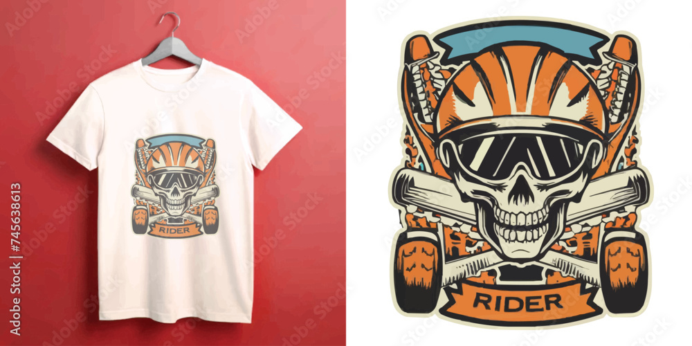 Rider mask on a white T shirt